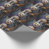 Papier Cadeau Bernedoodle Chien Whimsical Halloween Peinture (Coin)