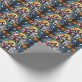 Papier Cadeau Bernedoodle Chiens Citrouille Halloween Funny (Coin)