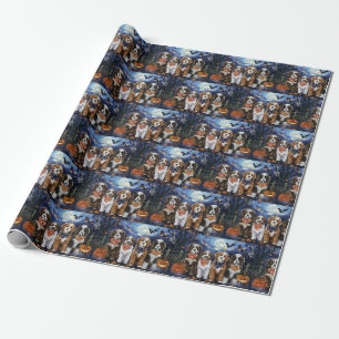 Papier Cadeau Bernedoodle Halloween Éffrayant