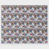 Papier Cadeau Bernedoodle Noël Festif Scène de neige Chien (Plat)