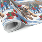 Papier Cadeau Bernedoodle Noël Festif Scène de neige Chien (Coin rond)