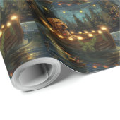 Papier Cadeau Bernedoodle Noël Festival Voyage (Coin rond)