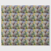 Papier Cadeau Bernedoodle Printemps Fleurs Peinture (Plat)