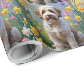 Papier Cadeau Bernedoodle Printemps Fleurs Peinture (Coin rond)