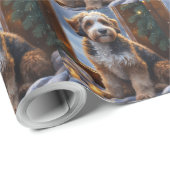 Papier Cadeau bernedoodle With Christmas Lights Holiday (Coin rond)