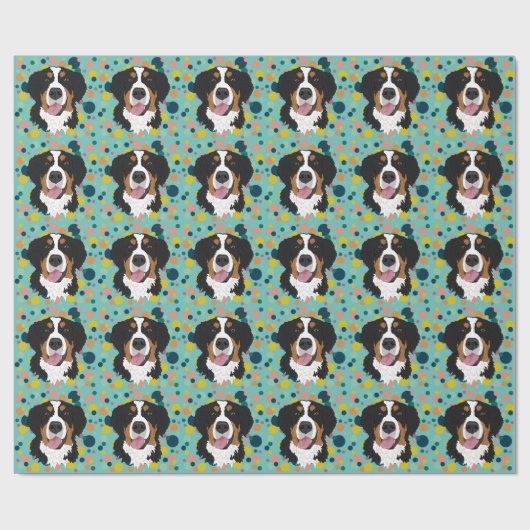 Papier Cadeau Bernese Mountain Dog Anniversaire (Plat)