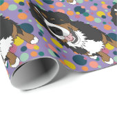 Papier Cadeau Bernese Mountain Dog Anniversaire (Coin rond)
