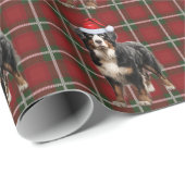 Papier Cadeau Bernese Mountain Dog et Holiday Plaid Christmas (Coin rond)