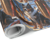 Papier Cadeau Bernese Mountain With Christmas Lights Holiday  (Coin rond)