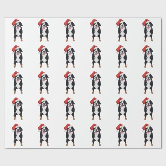 Papier Cadeau Bernese Mt. Chien Père Noël Aide à la (Plat)