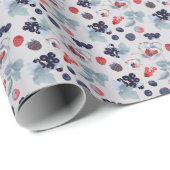 Papier Cadeau Berries Colorées, Tétons Et Tasses Sur Gris (Coin rond)