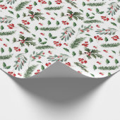Papier Cadeau Berries de Noël et Motif Feuille vert (Coin)