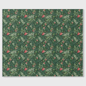 Papier Cadeau Berries de Noël mistletoe et saint (Plat)