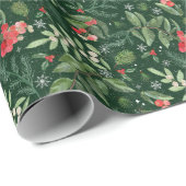 Papier Cadeau Berries de Noël mistletoe et saint (Coin rond)
