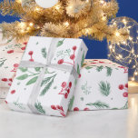 Papier Cadeau Berries d'hiver Verdure Aquarelle vacances<br><div class="desc">Papier d'emballage de vacances avec nos botaniques d'hiver peintes à la main exclusives</div>