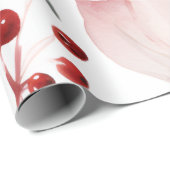 Papier Cadeau Berries d'hiver Verdure Aquarelle vacances (Coin rond)