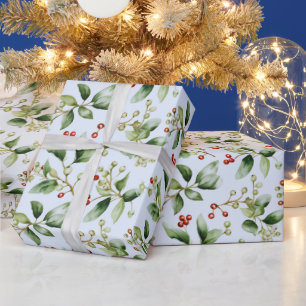 Papier Cadeau Berries d'hiver Verdure d'hiver Noël moderne