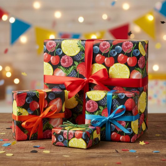 Papier Cadeau Berries et agrumes