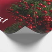 Papier Cadeau Berries rouges et mélètte, Noël (Coin)