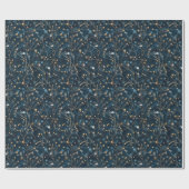 Papier Cadeau Berries séchées et Feuilles de couleur or (Plat)