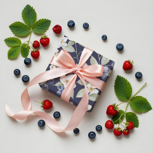 Papier Cadeau Berry Baby shower doux Fleurs et baies sauvages
