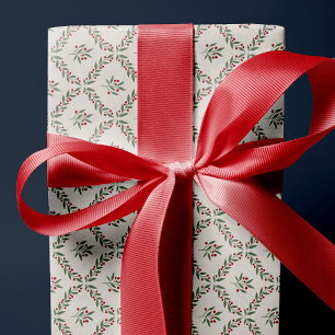 Papier Cadeau Berry Botanique Diamant Motif Noël