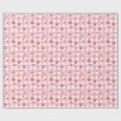 Papier Cadeau Berry first birthday pink gingham strawberry gift (Plat)