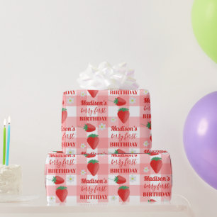 Papier Cadeau Berry First Birthday Strawberry First 1er Nom