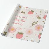 Papier Cadeau Berry First | Cute Fille aux fraises 1er anniversa (Déroulé)
