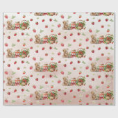 Papier Cadeau Berry First Strawberry et Bear Anniversaire (Plat)