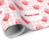 Papier Cadeau Berry fraise Boho doux 1er anniversaire (Coin rond)