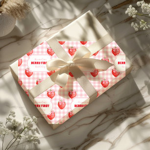 Papier Cadeau Berry fraise Boho doux 1er anniversaire