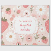 Papier Cadeau Berry fraise rouge 1er anniversaire fête (Plat)