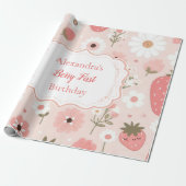 Papier Cadeau Berry fraise rouge 1er anniversaire fête (Déroulé)