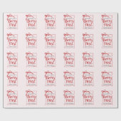 Papier Cadeau Berry personnalisé Première coquette rose Bow 1er (Plat)