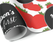 Papier Cadeau Berry Premier anniversaire Fraise fête d'anniversa (Coin rond)