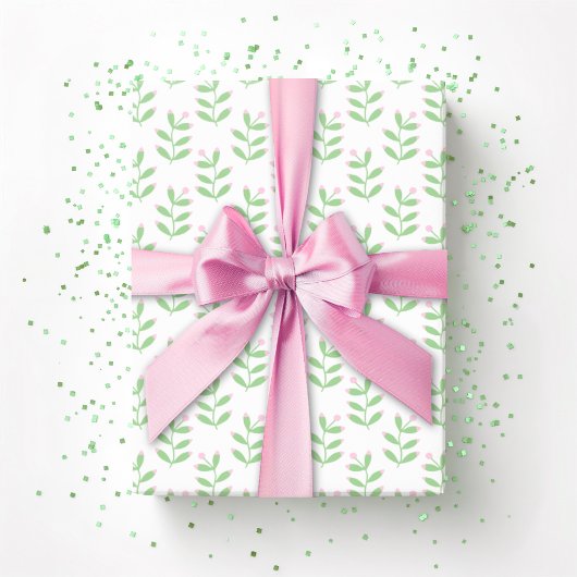 Papier Cadeau Berry Sprig in Pink and Green
