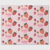 Papier Cadeau Berry Sweet Strawberry Nom personnalisé Rose (Plat)