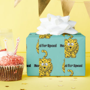 Papier Cadeau Besoin de vitesse, Drôle Cheetah dessin de chat