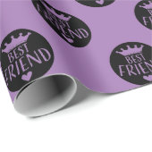 Papier Cadeau BEST AMI couronne Enveloppement Papier violet et n (Coin rond)