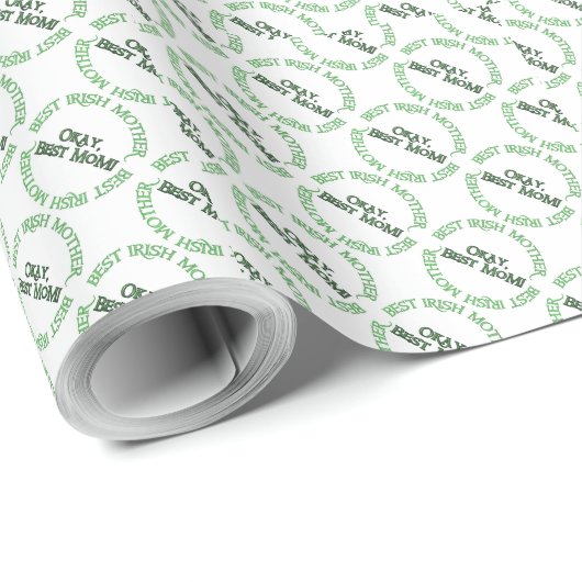 Papier Cadeau Best Irish Mother white matte wrapping paper (Coin rond)