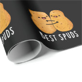 Papier Cadeau Best Spuds Funky Best Buddies Potato Pun Dark BG (Coin rond)