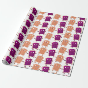 Papier Cadeau Beurre d'arachide mignonne et caricature sandwich
