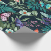 Papier Cadeau Beurre de jardin de minuit et floral (Coin)