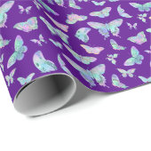 Papier Cadeau Beurre d'Iridescente sur violet (Coin rond)