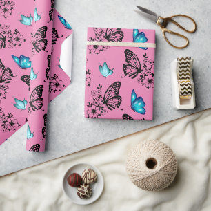Papier Cadeau Beurre floral mou Motif rose
