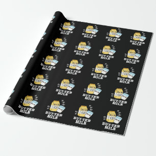Papier Cadeau Beurre Lait Drôle Nourriture Laitier Jeu Basse BG