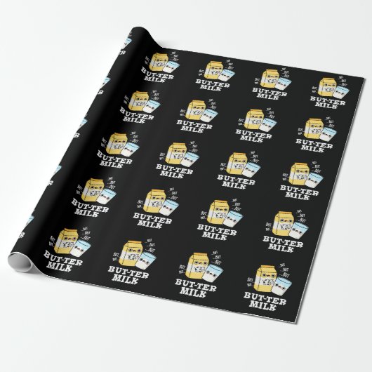 Papier Cadeau Beurre Lait Drôle Nourriture Laitier Jeu Basse BG (Déroulé)