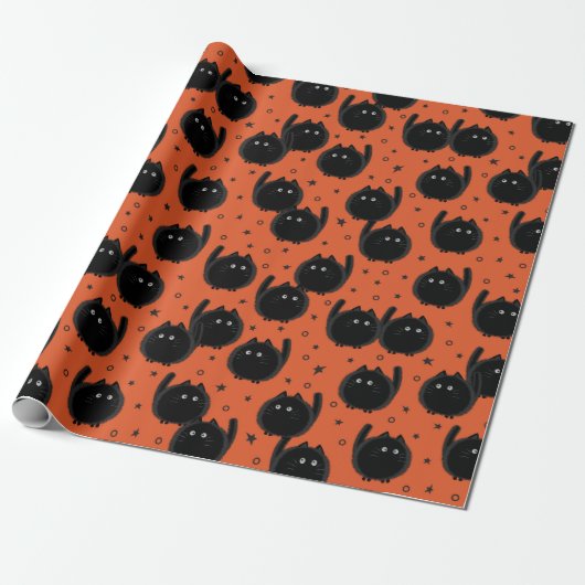 Papier Cadeau Bewitch-Halloween Orange (Déroulé)