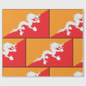 Papier Cadeau Bhoutan Drapeau design avec Dragon Blanc (Plat)